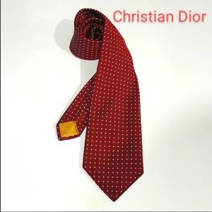 Dior Red Woven Check Silk Tie